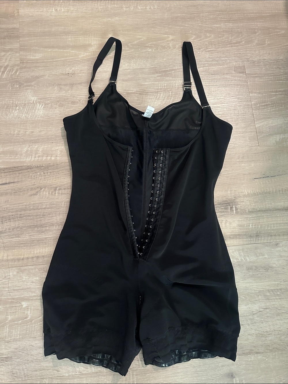 Black Full-Body Shapewear Romper with Front Hook Closure